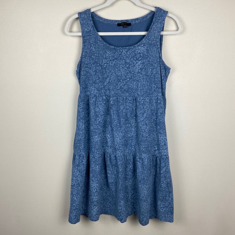 Frye Bandana Blue Tiered Dress with Pockets - Size Medium